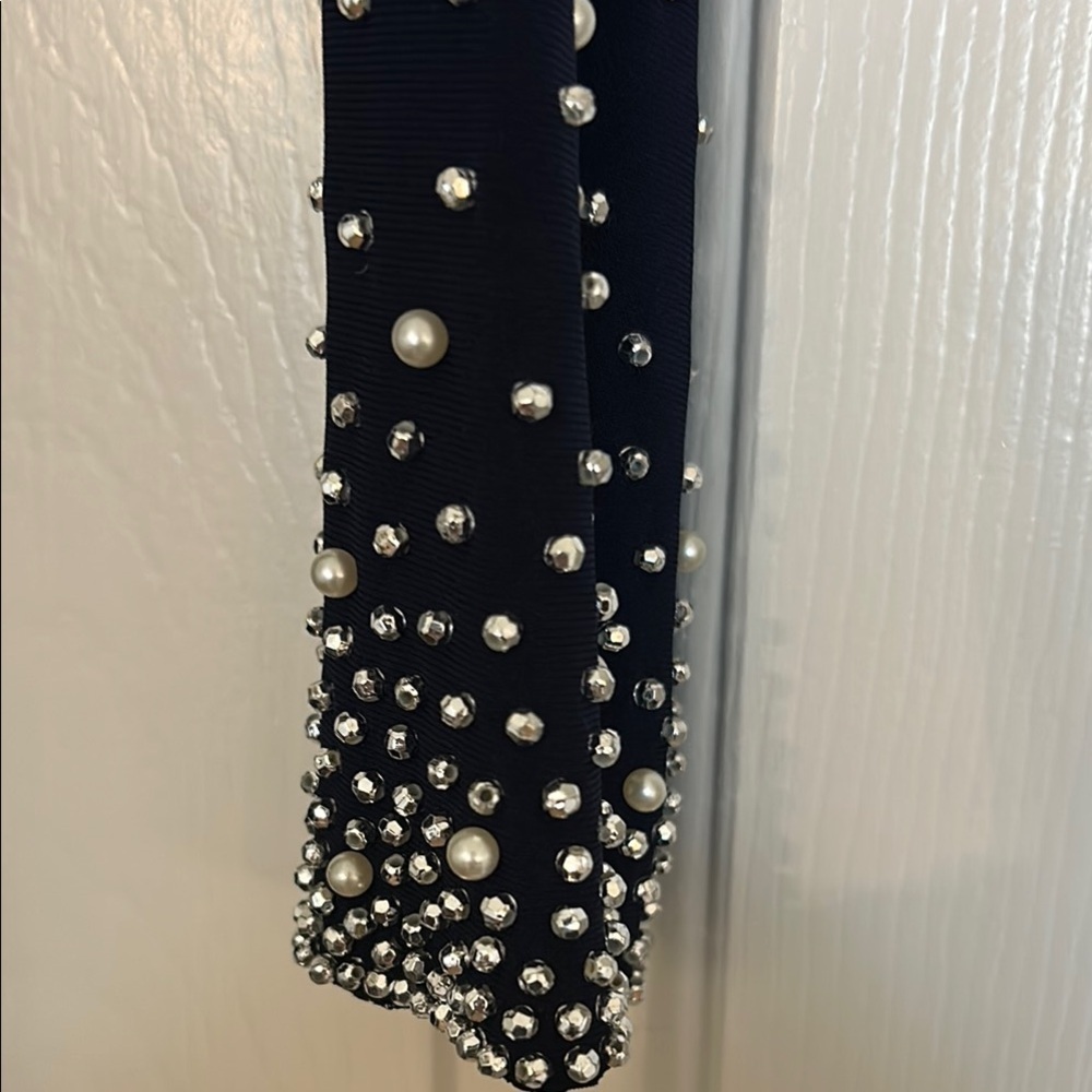 MSK Black Sheath Dress w/ Embellished Bishop Sleeves | Size M - Picture 3 of 10